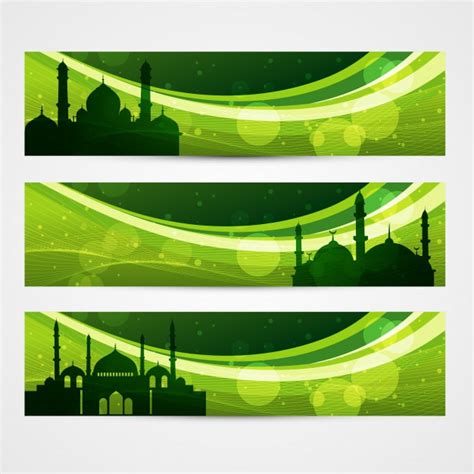 Pin amazing png images that you like. Free Vector | Modern green islamic banners