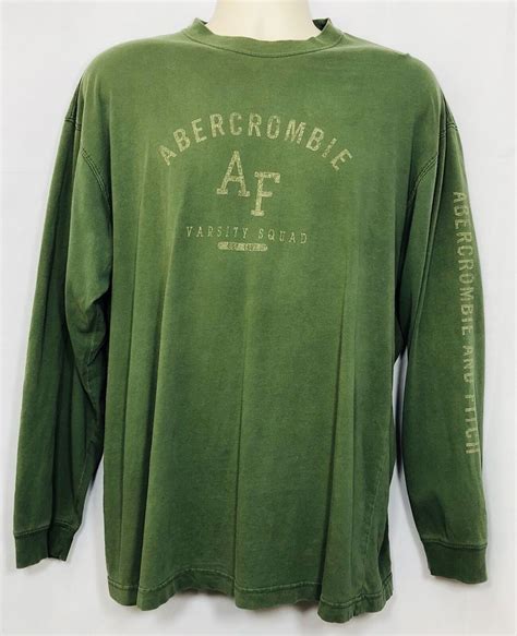 Abercrombie And Fitch Mens T Shirt Size Large Green Varsity Squad Long