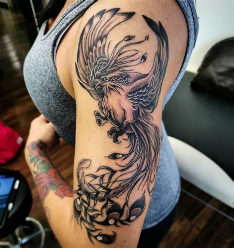 The phoenix is a mythological firebird originating in phoenician, egyptian and greek mythology. 58 Ideas Phoenix Bird Tattoo - Symbolic Beauty in 2020 ...