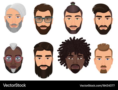 Colorful Cartoon Hipsters Bearded Men Guys Avatars