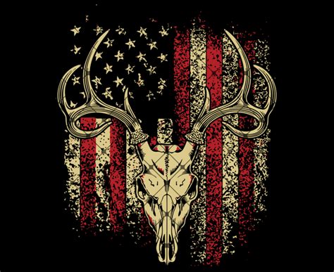 Deer Hunters Svg Deer Skull On American Flag Svg Hunters Flag Svg