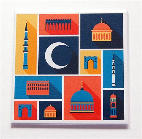Islamic Magnet, Mosque magnet, Fridge magnet, Bright Colors, ramadan, mosque, islam, minaret ...
