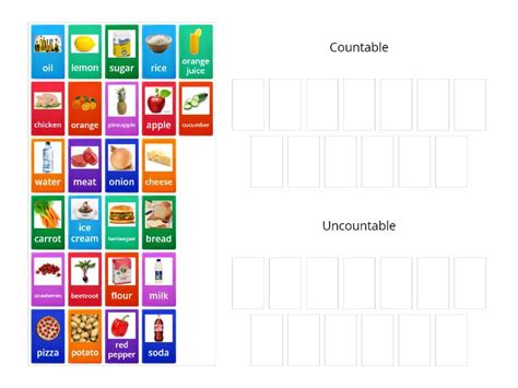 Countable And Uncountable Nouns Group Sort