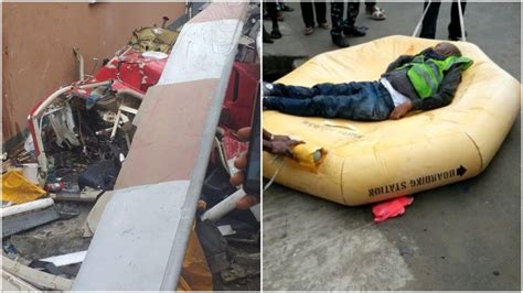 Moment Two Dead Bodies Where Recovered From The Helicopter Crash Site At Opebi Lagos Video