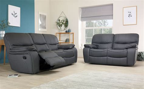 Beaumont Grey Leather 32 Seater Recliner Sofa Set Furniture Choice