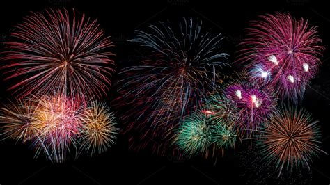 Fireworks On Black Background High Quality Holiday Stock Photos