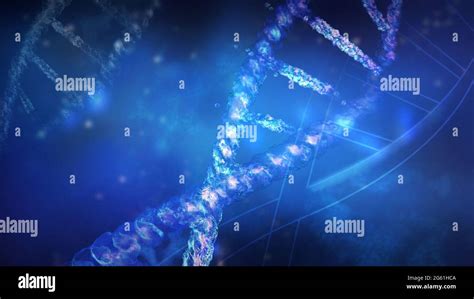 Fragments Of Double Helix Dna Strand Close Up 3d Render Stock Photo