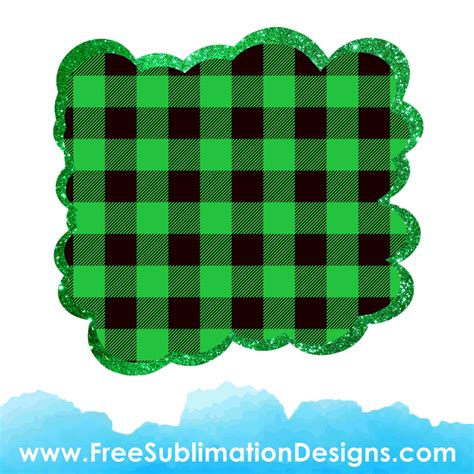 Free Sublimation Print Green Tartan Cloud Glitter Background Png File