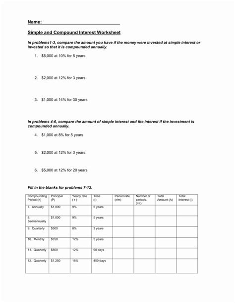 Free worksheet(pdf) and answer key on compound interest. 50 Simple and Compound Interest Worksheet in 2020 | Simple ...