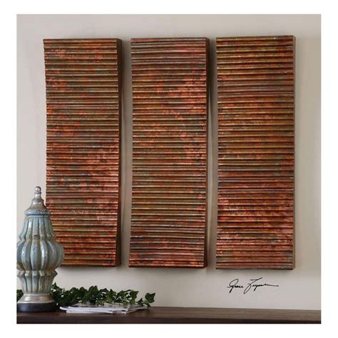 Adara Copper Wall Art Set Of 3 Copper Wall Art Copper Wall Decor