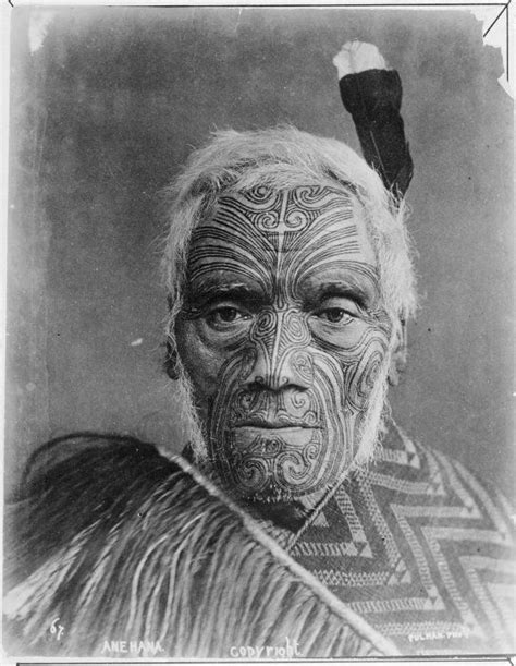 Maori Chief Anehana With Full Facial Moko Auckland New Zealand Ca