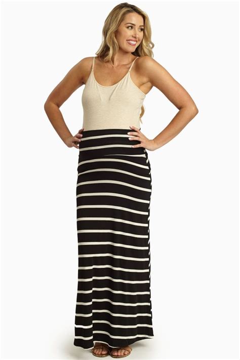 Black White Striped Maternity Maxi Skirt | Maternity skirt, Maternity ...