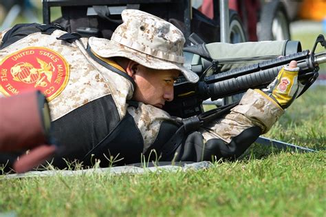 Marine Corps Staff Sgt Edgar Leon Eyes His Target During The 2014 Interservice Rifle