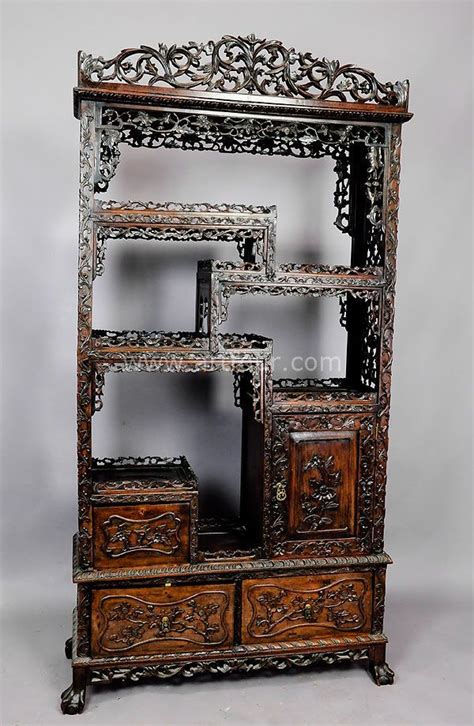Large Carved Chinese Bookshelve Ca 1900 Bookcase Modern Classic
