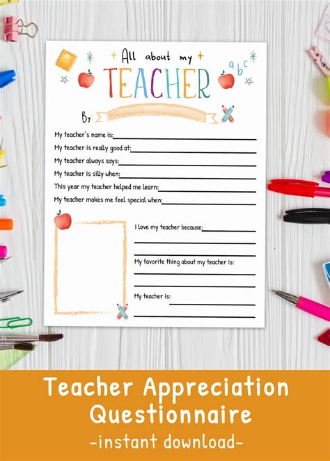 All About My Teacher Teacher Appreciation Week Printable Etsy Artofit