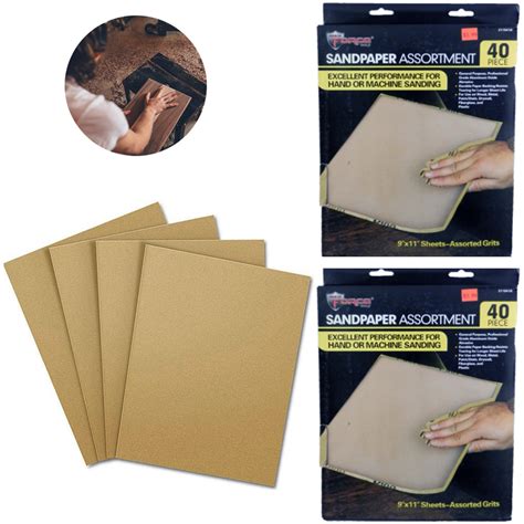 80 Sandpaper Assorted Grit Sanding Paper Hand Block Sheets 9x11