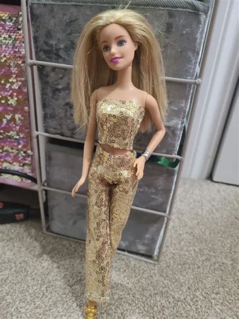 2014 Barbie Colour Me Cute Doll Cfn40 Redressed Barbie Movie Jumpsuit Gold 1912 Picclick