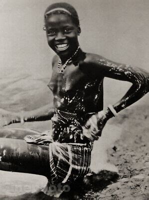 Vintage AFRICA Tribal Black Negro FEMALE NUDE Bathing Soap Photo