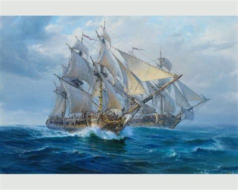 Sail Ship Painting Large By Alexander Shenderov Ocean Art Etsy Ship