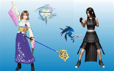 Yuna And Tifa Final Fantasy Papercraft By Lestat Pendragon On