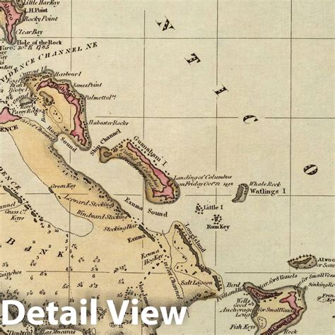 Historic Map 1823 Bahamas Atlas Vintage Wall Art Historic Pictoric
