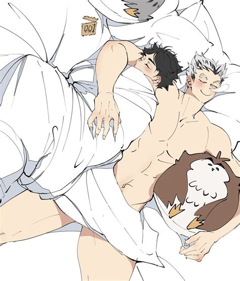 Jtdbyhra Akaashi Keiji Bokuto Koutarou Haikyuu Babes Bed Bed Sheet Black Hair