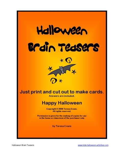Halloween Brain Teasers Pdf Halloween Trick Or Treating