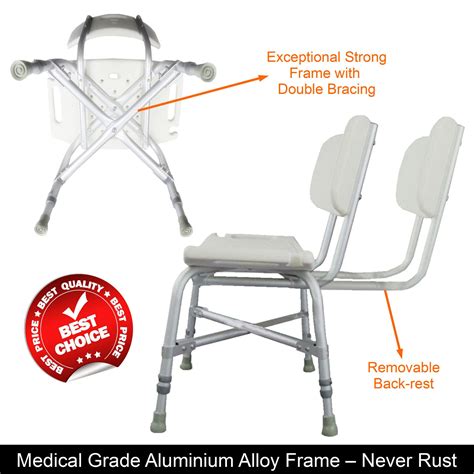 Height Adjustable Shower Chair Stool Lightweight Double Braced