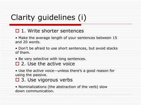 Ppt Professional Writing In English Clarity Guidelines Ii