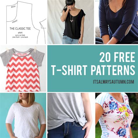 20 Free T Shirt Patterns You Can Print Sew At Home Its Always Autumn