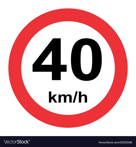 40 Kmh Speed Limit Royalty Free Vector Image Vectorstock