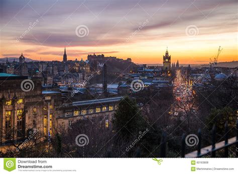 A View Of Edinburgh From The Calton Hill Sunset Editorial Stock Photo