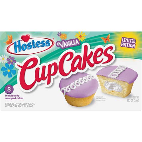 Hostess Vanilla Cupcakes Creamy Filling 8 Count 127 Oz Doughnuts Pies And Snack Cakes