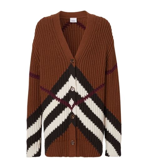 Burberry Brown Cotton Cashmere Chevron Cardigan Harrods Uk