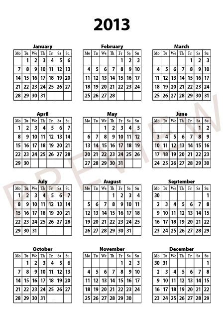Free 2013 Calendar Template Indesign Inx