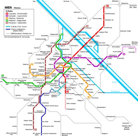 Wien Austria Underground Map U Bahn S Bahn U1 U2 U3 U4 U6