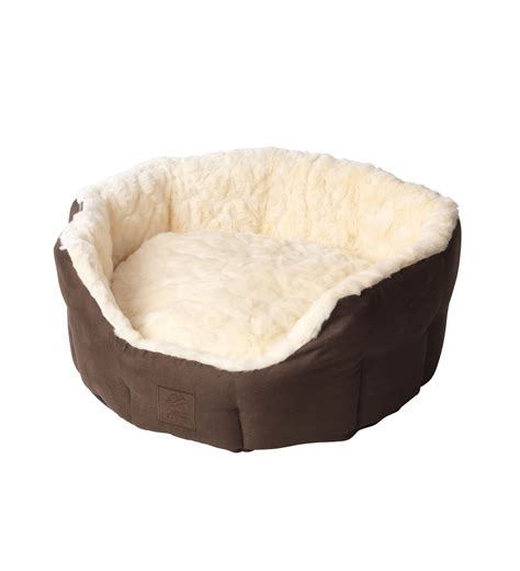 Cream Faux Fur And Suede Oval Snuggle Bed British Dog Dog Training