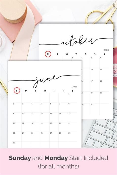 Kalender sind im täglichen leben sehr nützlich. Druckbarer Kalender 2019-2020-Kalender für Rahmen Planer ...