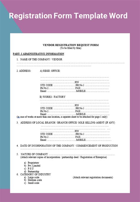 Registration Form Template Word