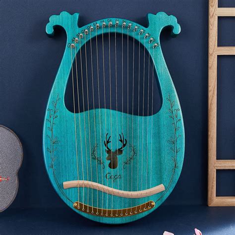 24 String Lyre Harp Mahogany Greek Violin Handheld Harp Musical Instrument With Tuning Wrench