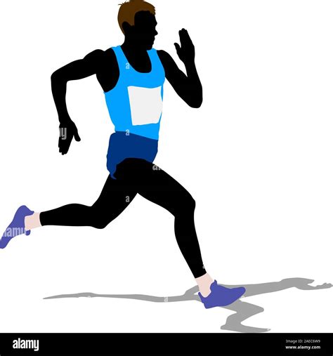 athlete on running race silhouettes vector illustration stock vector image and art alamy
