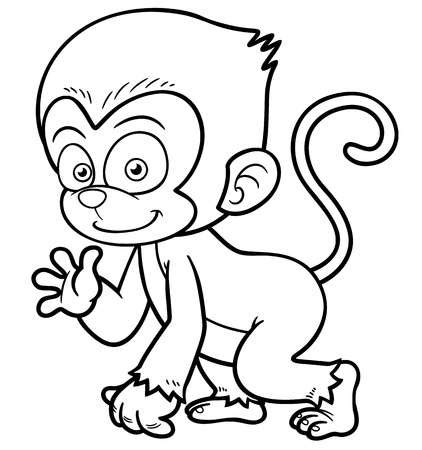 Spider monkey with open hands. Monkey Coloring Pages for Kids