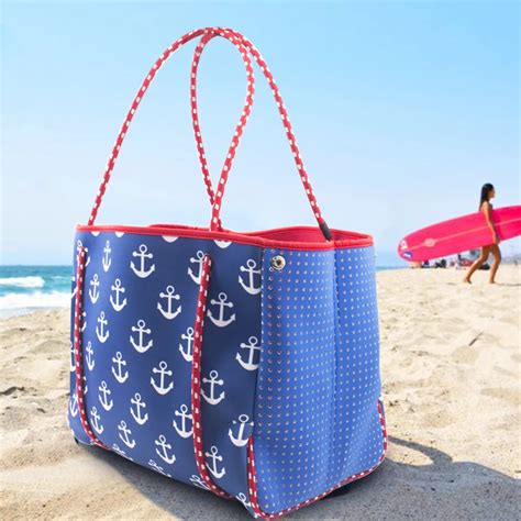 Promotion Fashion Printed Embroidered Large Neoprene Beach Tote Bag Neoprene Gym Bag