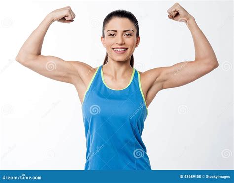 Sporty Woman Showing Her Biceps Stock Photo Image Of Gorgeous