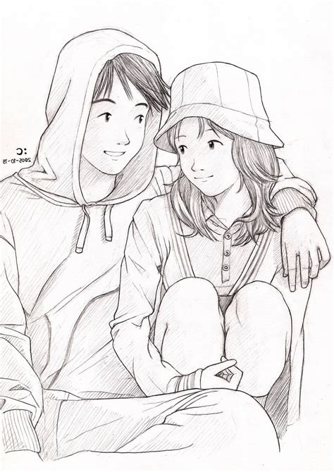 Cute Couple Drawing Ideas Sketch Coloring Page