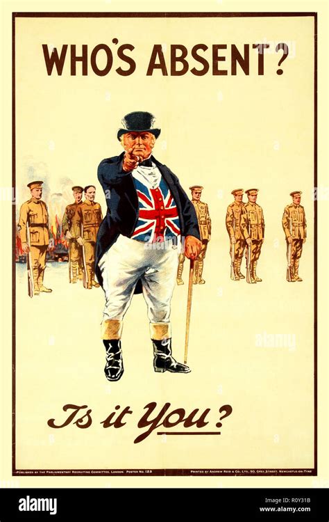 Vintage Ww1 Recruitment Propaganda Poster Whos Absent Is It You