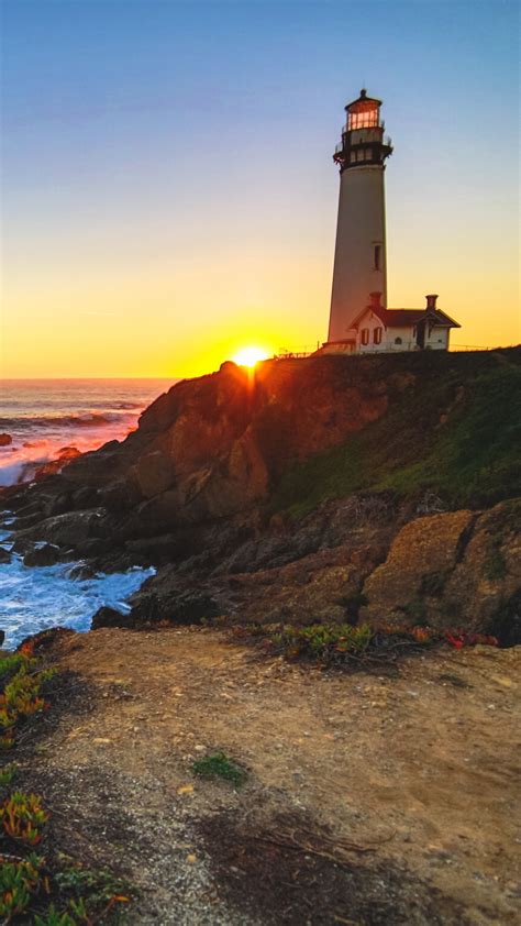 Pigeon Point Lighthouse At Sunset Pescadero California Usa Windows