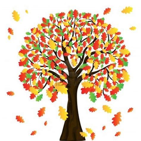 An Autumn Tree With Falling Leaves