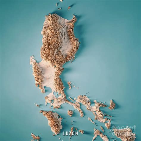 Luzon Island 3d Render Topographic Map Neutral Digital Art By Frank Ramspott Pixels