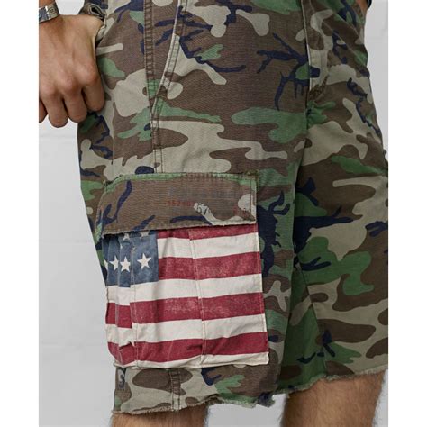 Denim And Supply Ralph Lauren Cut Off Military Camo Cargo Shorts In Green